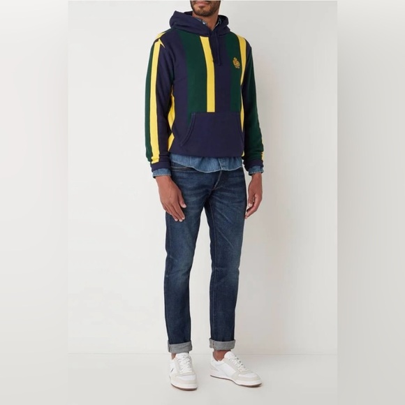 Polo Ralph Lauren Crest Striped Fleece Pullover Hoodie - Picture 2 of 8